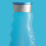 Light blue showergel bottle with grey cap on light blue background