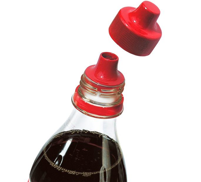 Resealable drinking spout on bottle with fizzy drink