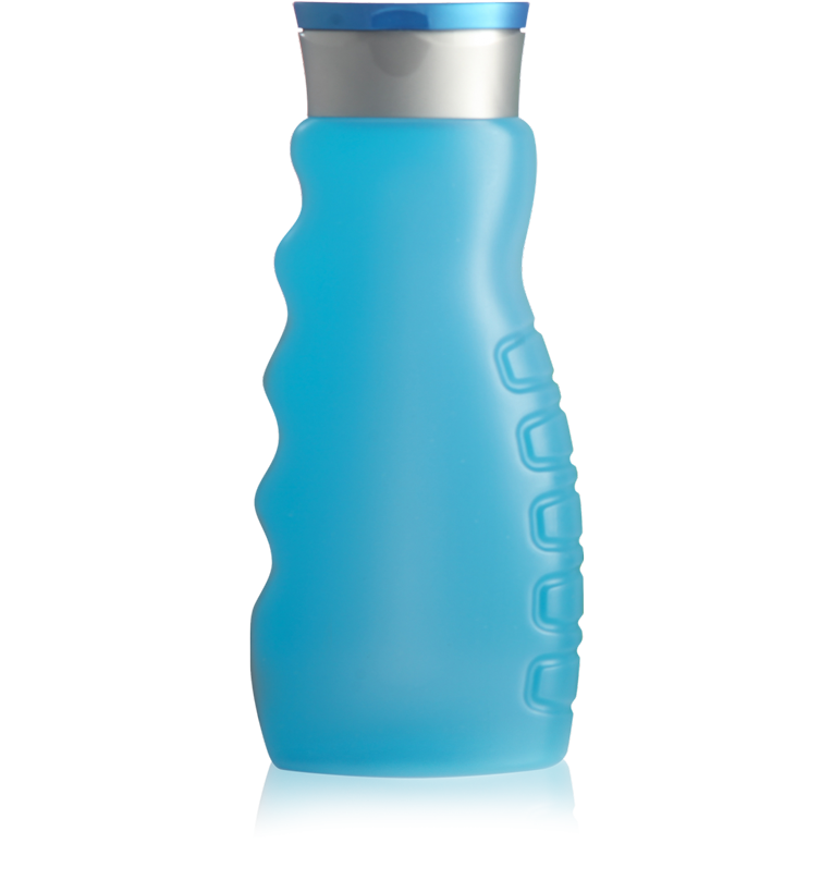 Light blue showergel bottle with grey cap